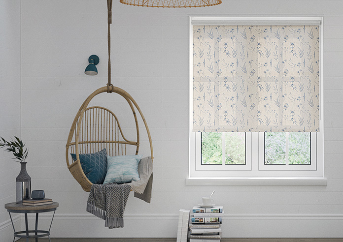 Botanical Sketchbook, Ink Blue - Twist&Fit Roller Blind - Image 3
